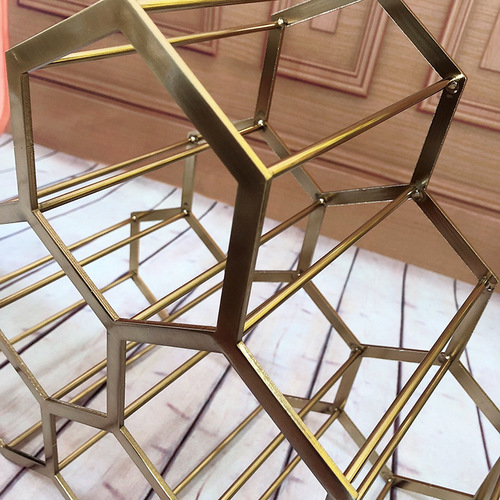 European style golden iron wine rack ins living room creative wine cabinet display rack honeycomb bar decorative ornaments