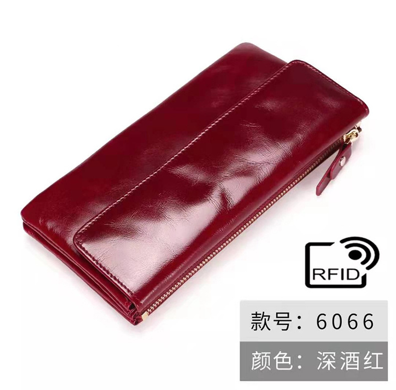 Retro Oil Wax Leather Lady's Hand Purse First Layer Cowhide Multi-card Pocket Handbag display picture 3