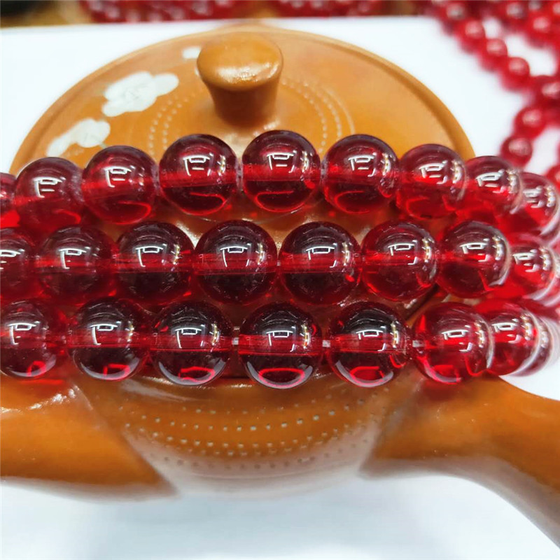 Wholesale of special crystal jewelry, large red crystal glass loose beads, DIY round bead jewelry, bead matching factory direct sales detail image 4