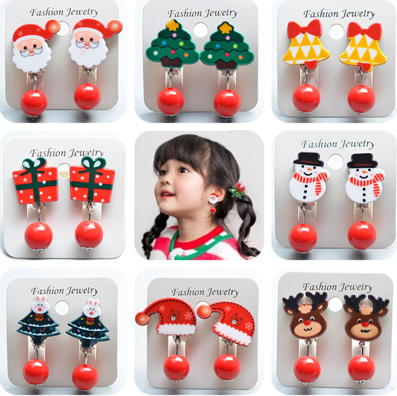 8g Weight Ear clips Classification 1 Pair Quantity Holiday Occasion Plastic Material Christmas Festival Cartoon Character Pattern Kid'S Gender Fashion Style Fashion Cartoon Character Plastic Christmas Kid'S Ear Clips 无