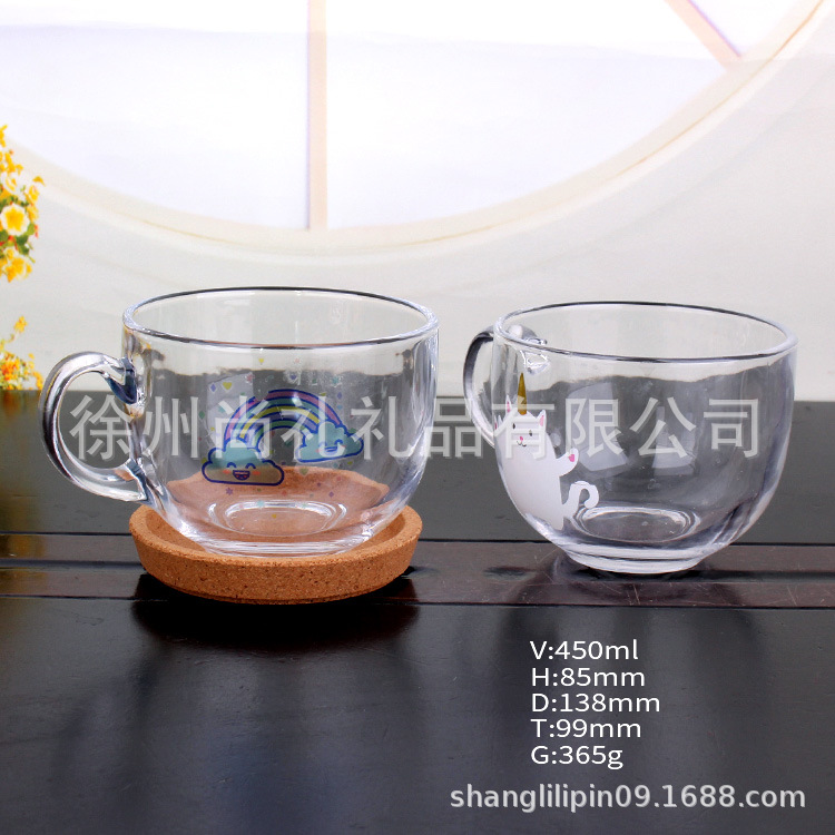 可设计logo瓶型一站式购物厂家供应大口杯牛奶咖啡杯软木托玻璃杯