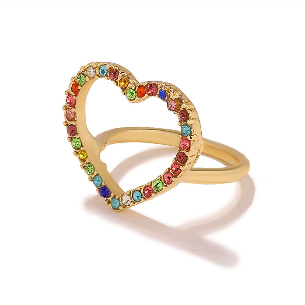 Heart-shaped Ring With Alloy Diamonds display picture 4