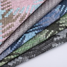 厂家直供 编织纹格子纹pvc皮革印花 鞋材箱包坐垫装具面料