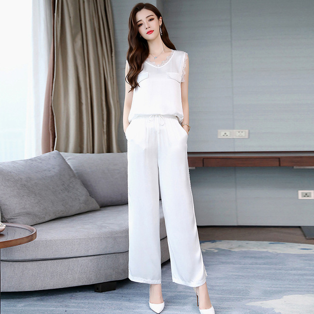 Summer Fashionable Sleeveless High-waist Women’s Two-piece Suit
