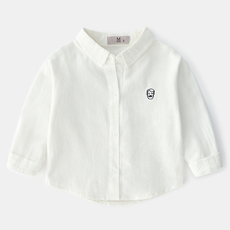 2019 new pattern Spring Korean Edition Boutique Children's clothing Boy children pure cotton white Long sleeve shirt jacket wholesale