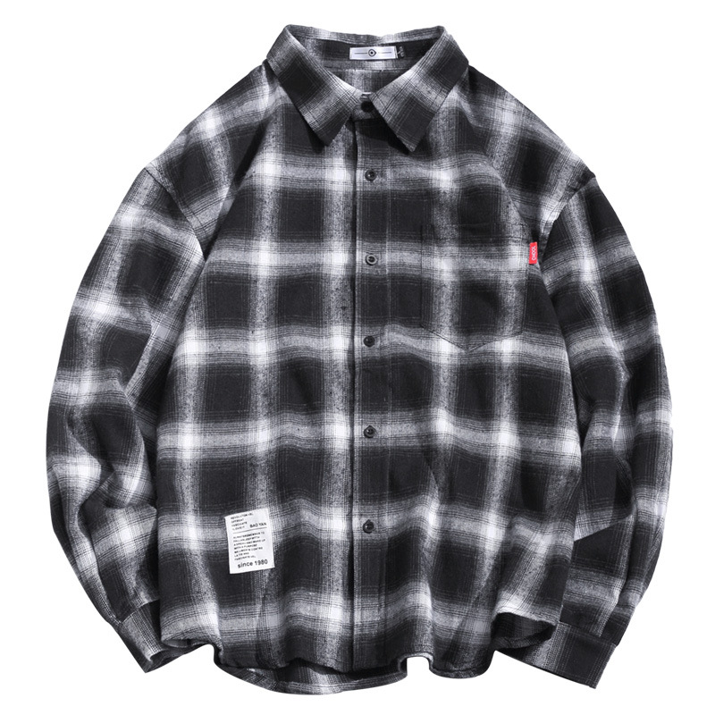 Otoño 2022 camisa a cuadros de los hombres japoneses más tamaño casual Camisa de manga larga estilo coreano moda abrigo de grasa