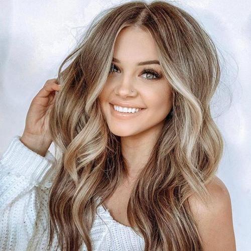 Cross-border platform foreign trade wholesale European and American big wave medium long bangs long curly hair gradient synthetic wig for women