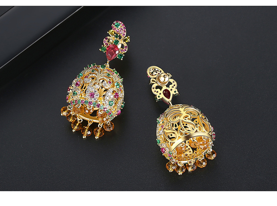 Stud Earrings, Inlaid Zirconium Bells, Court Ladies Earrings, Earrings display picture 5