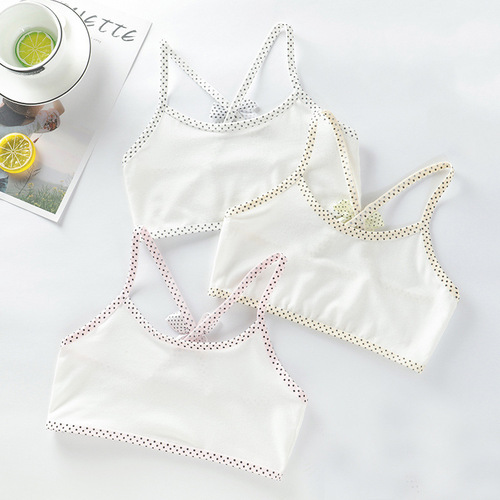 Girls' underwear vest, developmental period primary school students 6-12-15 years old girls pure cotton big children's bra straps tube top