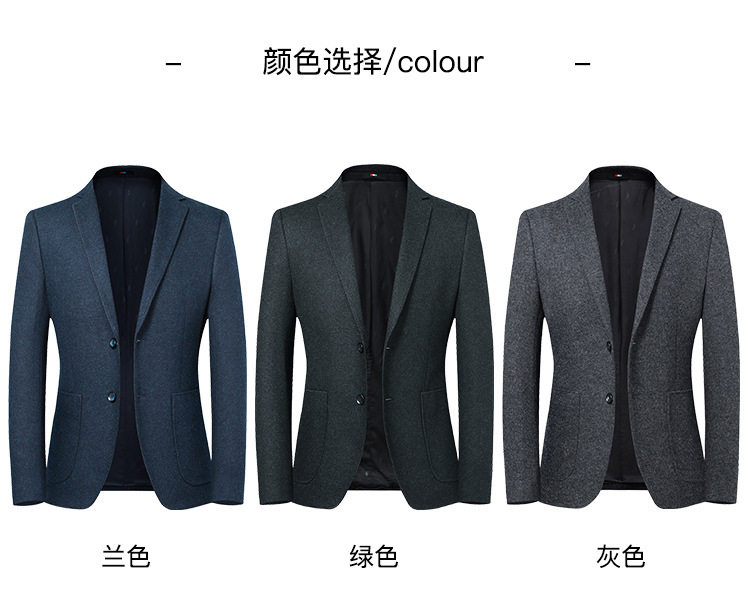 Áo vest nam dạ lông cừu dáng ôm cổ vest dài tay — Màu xanh, Màu xám, Màu đen chi tiết 2