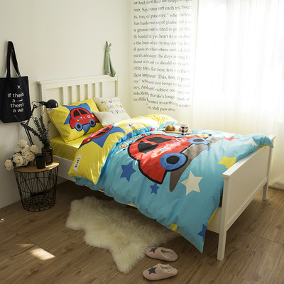 新品 全棉平网大板花斜纹三件套 纯棉活性13070学生套件一件批发|ms