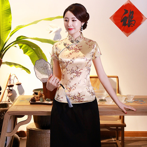 Chinese Dress Qipao for women Seasonal short cheongsam top women&apos;s Retro party dress