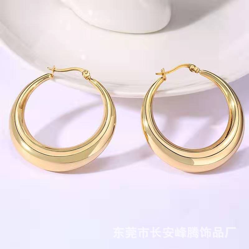 1 Pair Simple Style Classic Style Round Solid Color Stainless Steel Earrings display picture 1