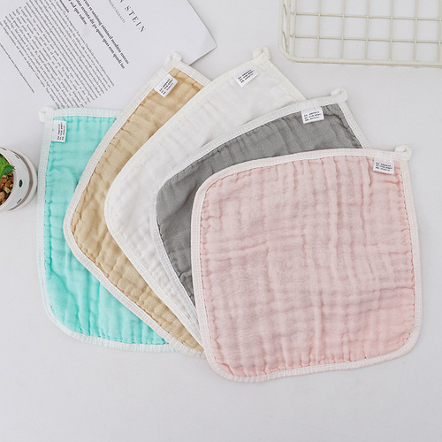 Cotton gauze square towel, newborn baby saliva towel, infant handkerchief, colorful high-density face towel, children's small towel