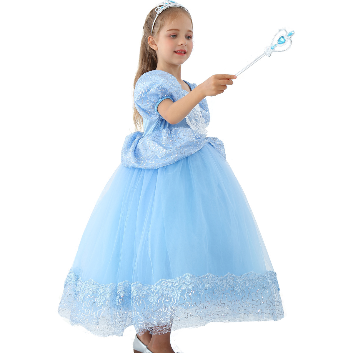 Princess Geometric Solid Color Polyester Girls Dresses display picture 5