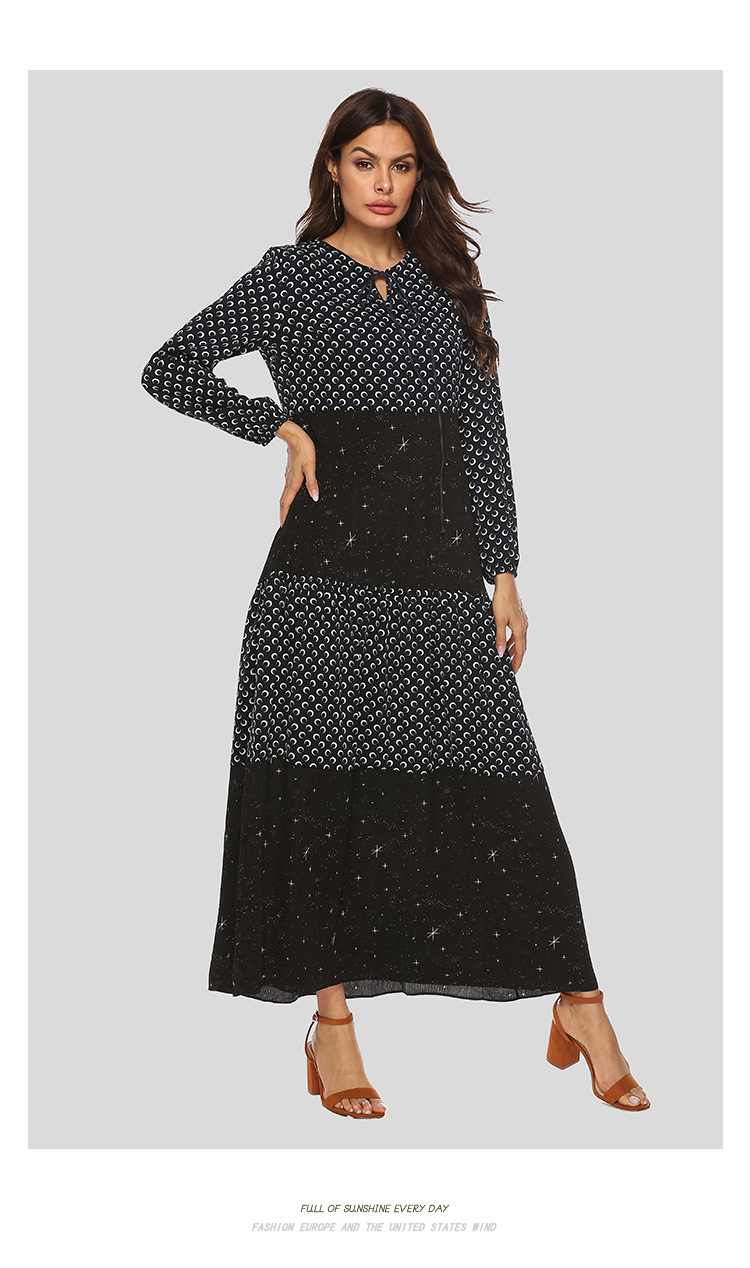 autumn new print stitching polka dot long sleeve dress  NSJR30279