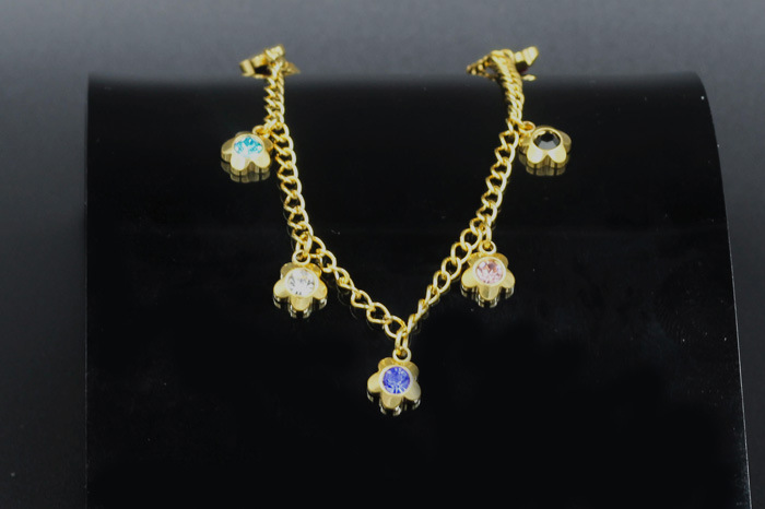 Fashion Geometric Stainless Steel Inlay Zircon Womenu0027S Anklet 1 Piece