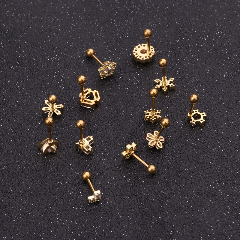Ear Cartilage Rings & Studs Snowflake Copper Inlaid Shell display picture 26
