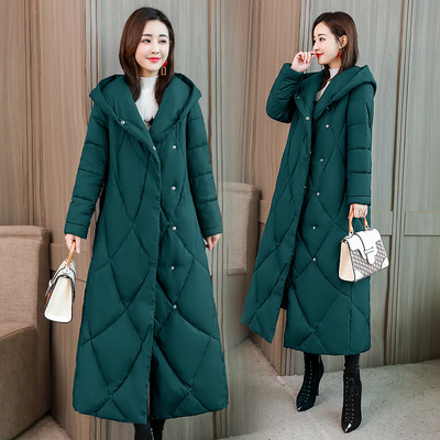棉衣女长款2020冬季新款加厚保暖时尚羽绒棉服连帽修身休闲外套