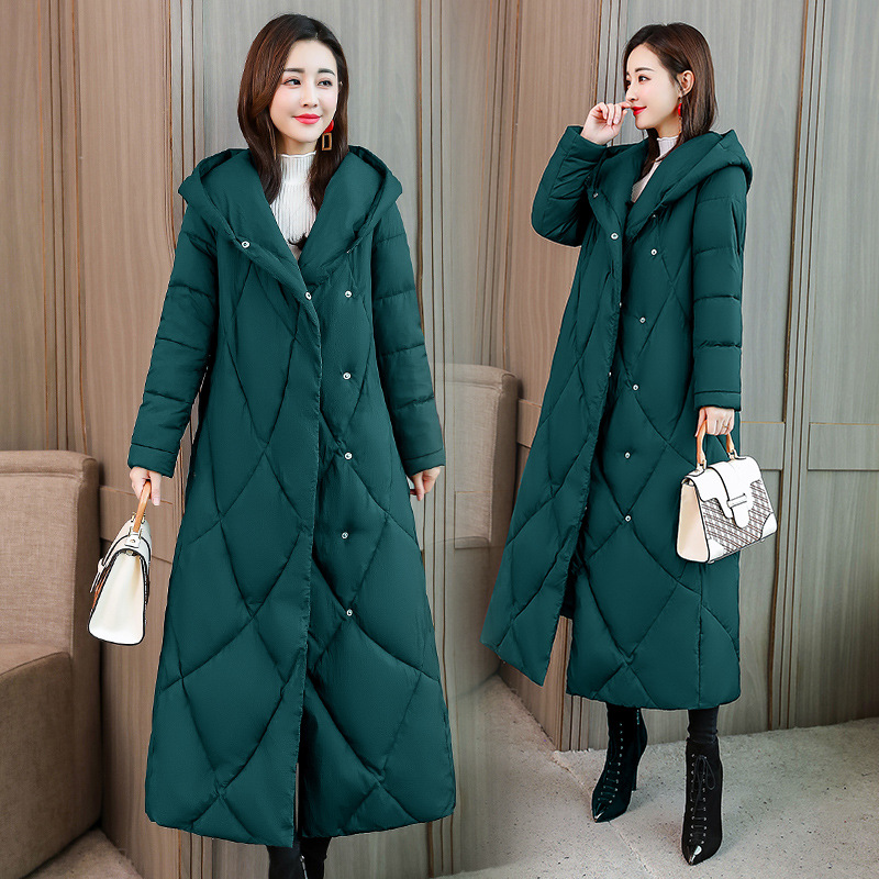 棉衣女长款2020冬季新款加厚保暖时尚羽绒棉服连帽修身休闲外套