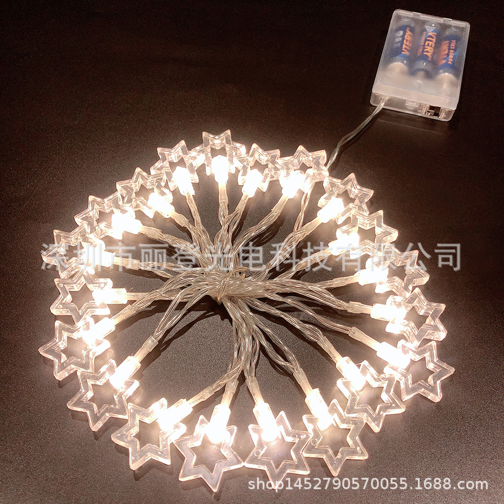 led星星套件灯串 电池盒星星灯串 镂空星星挂件灯串 挂件灯串