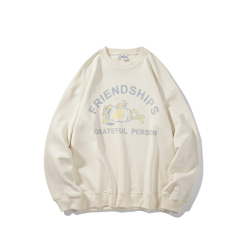 南夏乔装秋季圆领宽松纯棉字母印花外套日系复古宽松卫衣男FV1231|ru