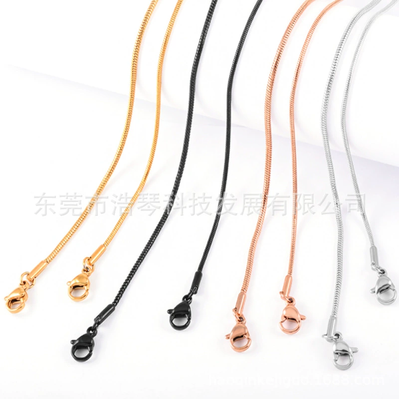 Европейские и американские Горячие поставки мужское ожерелье из нержавеющей стали ювелирные изделия из титановой стали DIY цепочка круглая цепочка из змеиной кости оптом