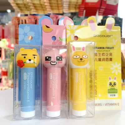 佩翘封面儿童润唇膏保湿滋润补水防干裂可爱水果味可吃学生唇膏|ms