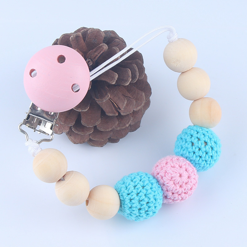 Bebé chupete clip de seguridad de madera cadena de chupete cadena anti-caída bebé suministros maternos e infantiles DIY cadena anti-perdida