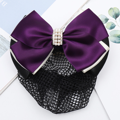 Nurse Headband Professional Hair Net Accessory Flight Attendant Nurse Hair Net Work Hair Net Hair Clip Bow Tie Hairpin Half Updo Headband