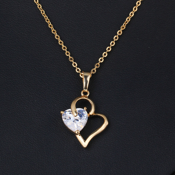 Brand copper necklace heart shaped with zircon