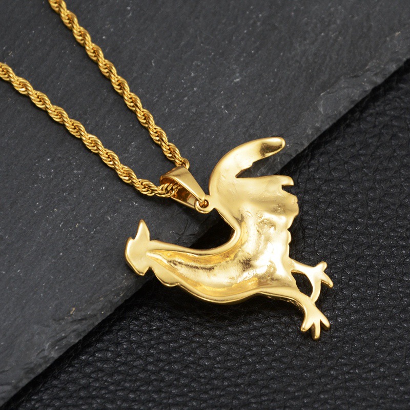 Titanium Steel Material Hip-Hop Retro Cock Titanium Steel Men's Pendant Necklace