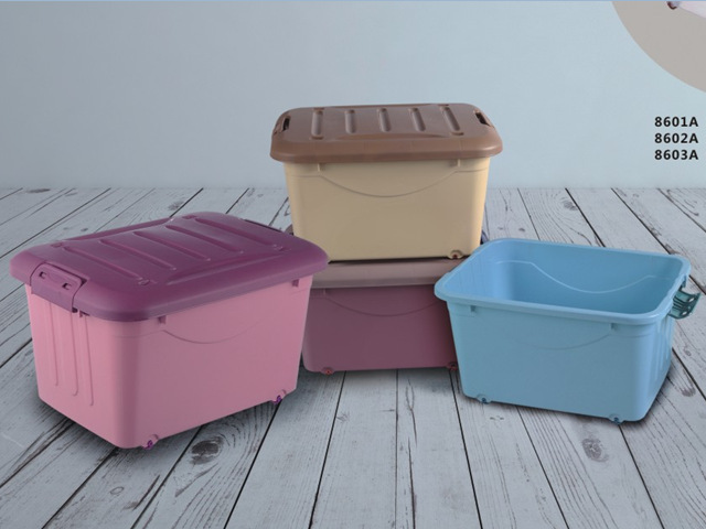 外贸产品 150升滑轮整理箱 塑料滑轮储物箱 滑轮收纳箱