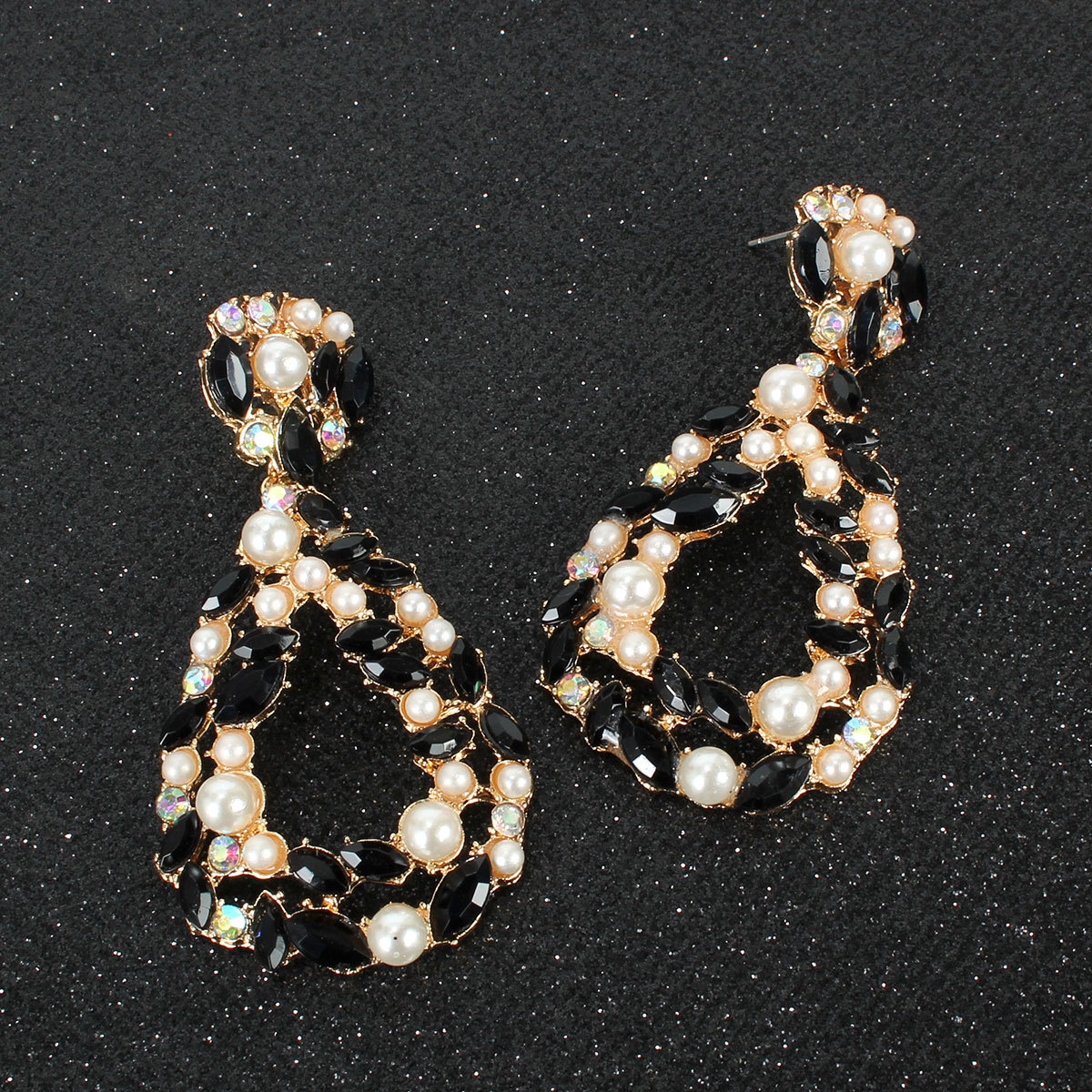 Européen Et Américain Exagérée En Forme De Goutte Alliage Perle-clouté Boucles D'oreilles Creative Ab Couleur Strass Gouttes Pour Les Oreilles Boucles D'oreilles Femelle F4230 display picture 10