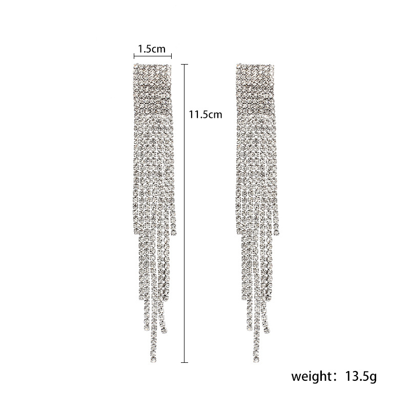 Fashion S925 Silver Needle Long Tassel Rhinestone Earrings For Women display picture 1