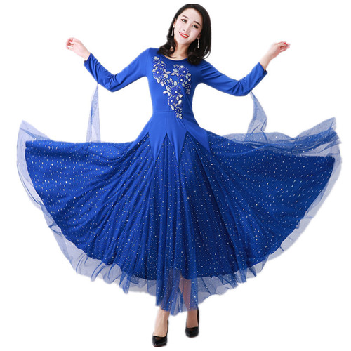 Modern performance clothing companionship Women Girls Ballroom Dancing Dresses Tango Foxtrot Smooth Rhythm dance long Dance Skirts