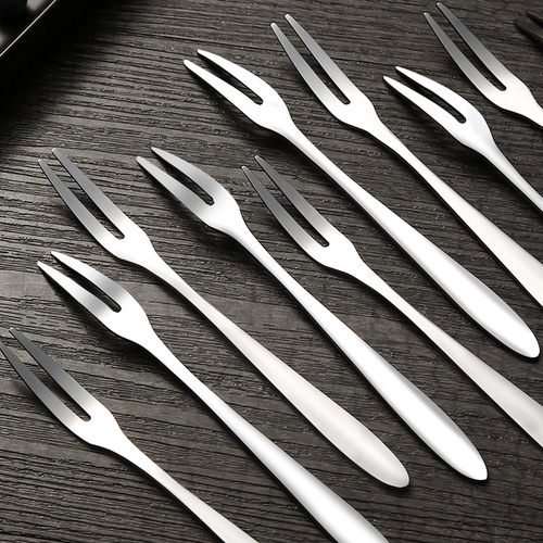 Creative Stainless Steel Fruit Dessert Fork Western Tableware Two-Tine Dessert Cake Fork Household Small Fork Fruit Picks