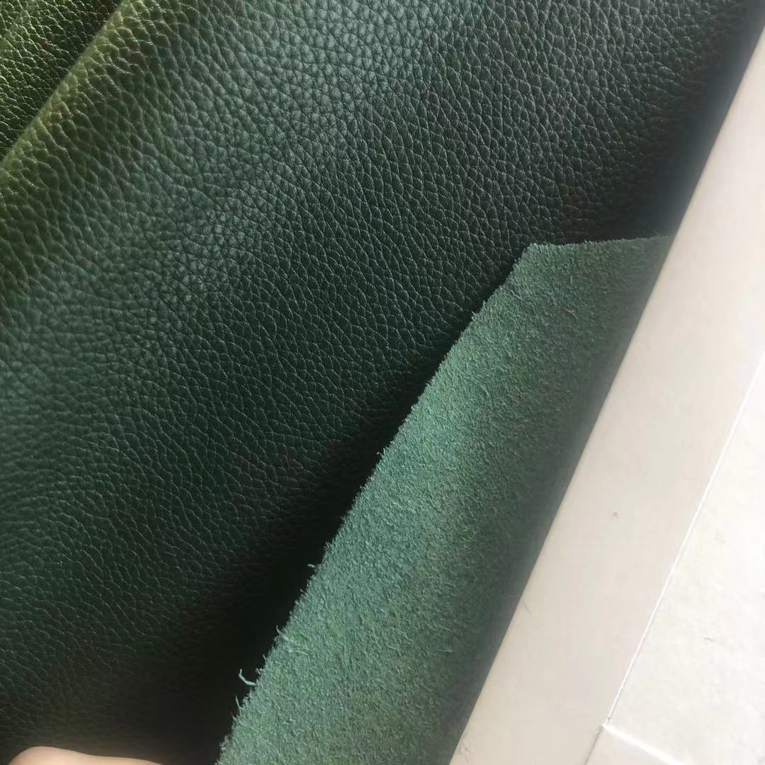頭層牛皮绿色系真皮皮料颜色多选荔枝纹