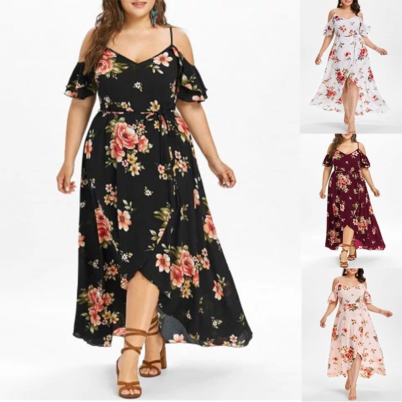 women Plus size Dresses dress with drawstring print