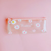 Transparent brand pencil case, capacious retro storage bag, flowered, Korean style