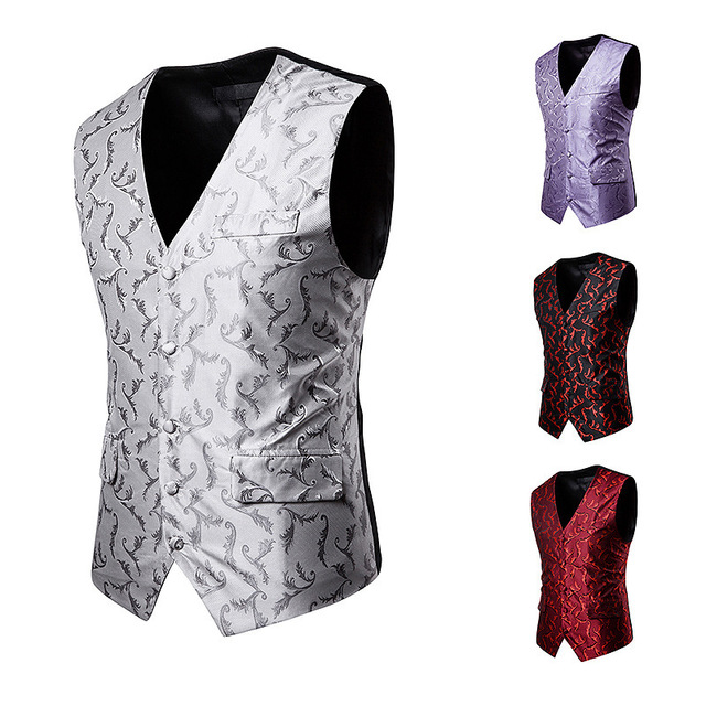 New men’s casual vest with single breasted print in autumn and winter