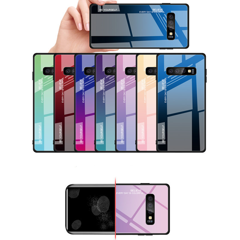 For Samsung S20 mobile phone case A50 gradient tempered glass S21 anti-fall case A8plus protective case A750 For Samsung S20 mobile phone case A50 gradient tempered glass S21 anti-fall case A8plus protective case A750