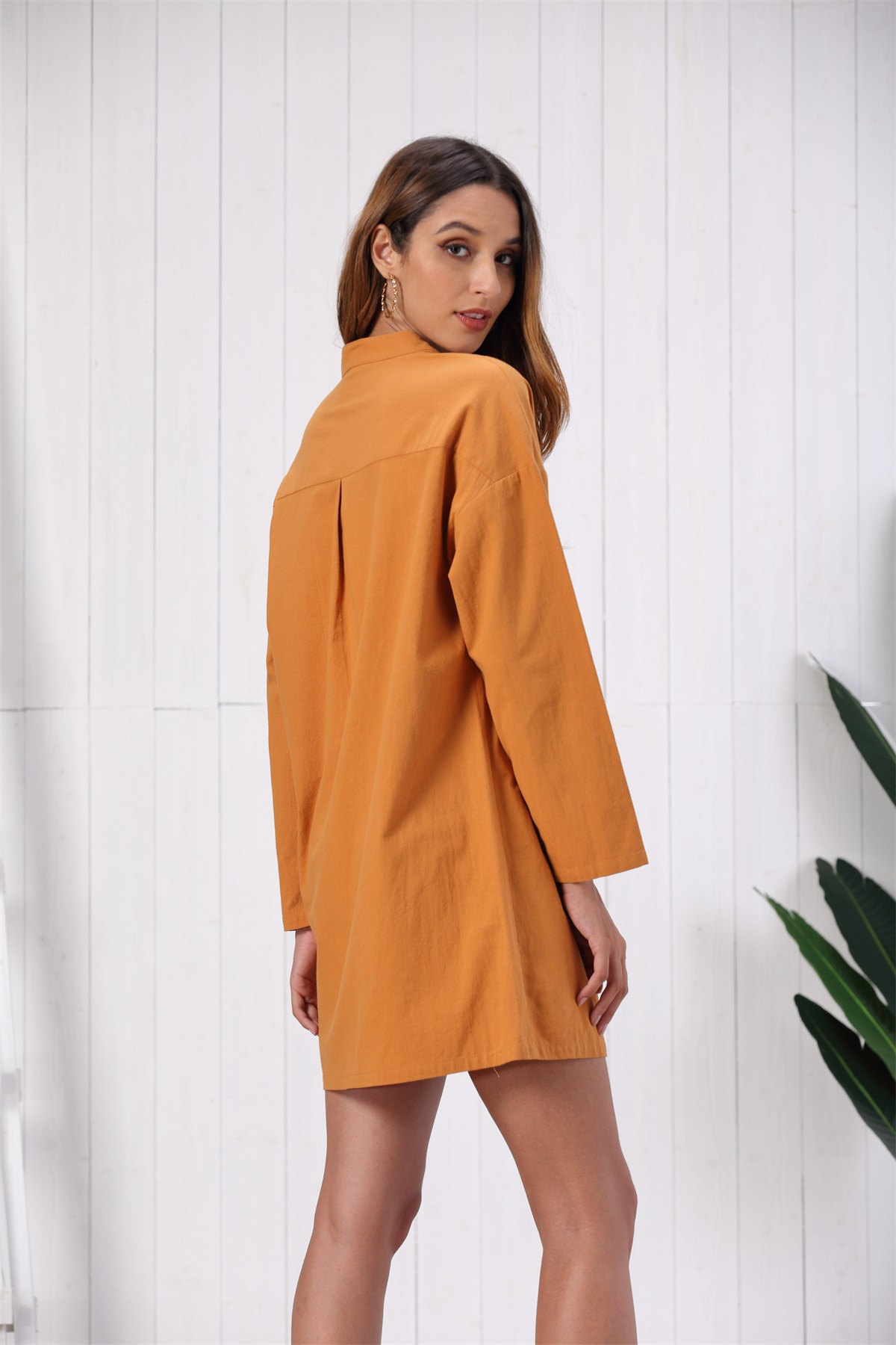 solid color slouchy shirt dress NSSE35233