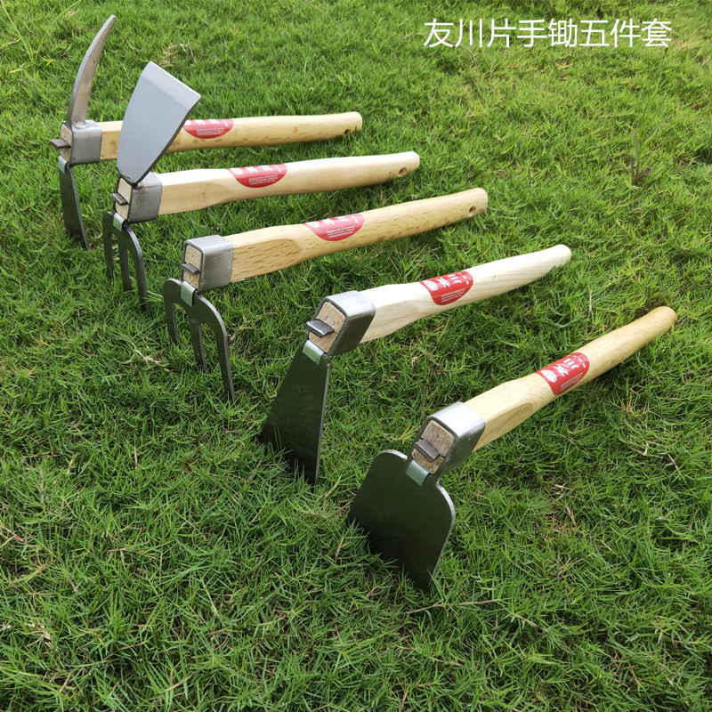 淬火木柄不鏽鋼寬幅鋤 片單手花鍬 移栽鬆土鋤頭除草點鋤園藝工具
