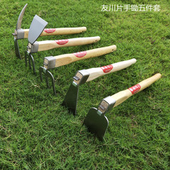 淬火木柄不鏽鋼寬幅鋤 片單手花鍬 移栽鬆土鋤頭除草點鋤園藝工具