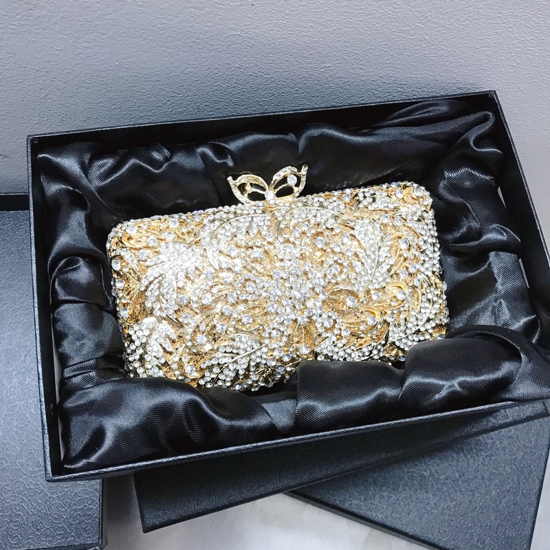 Túi clutch nữ đính đá kim loại cầm tay dự tiệc 17.5x5x11 cm — Màu đỏ, Màu tím, Màu xanh lá, Màu xanh lam chi tiết 38
