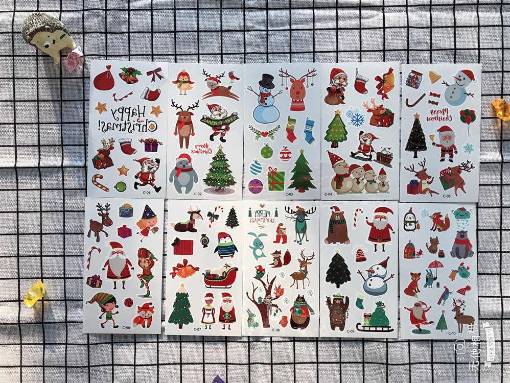Cartoon Pattern Cartoon Christmas Santa Claus Snowman Tattoo Sticker Children's Tattoo Stickers Wholesale