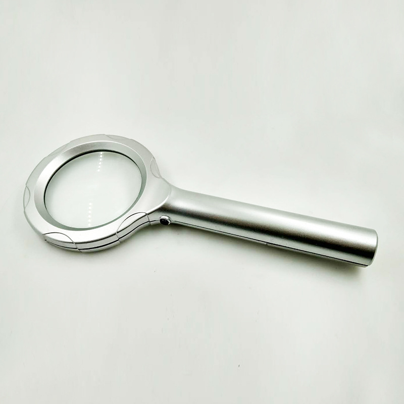 8B-1塑料手柄框架手持式带灯6个LED4倍玻璃镜片阅读光学放大镜