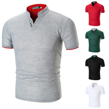 ʿTMen's Stand Collar Cotton T Shirt Camisa Polo Shirts