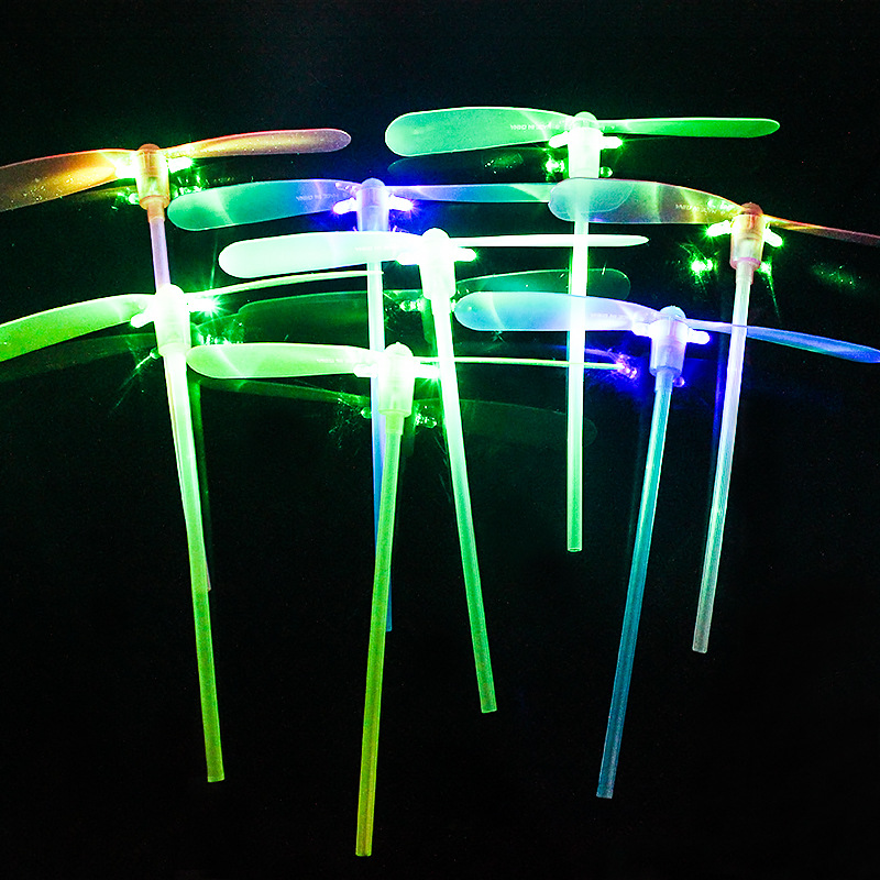 children Colorful luminescence Bamboo dragonfly Flash Flying Fairy 80 Reminiscence Toys Night market Stall Best Sellers wholesale
